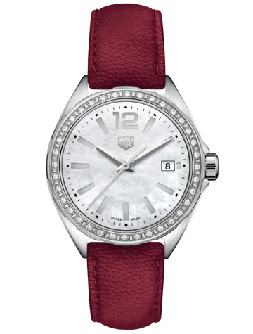 Tag Heuer Formula 1 Quartz 35mm Mother of Pearl Dial Red Leather Strap Watch for Women - WBJ131A.FC8253