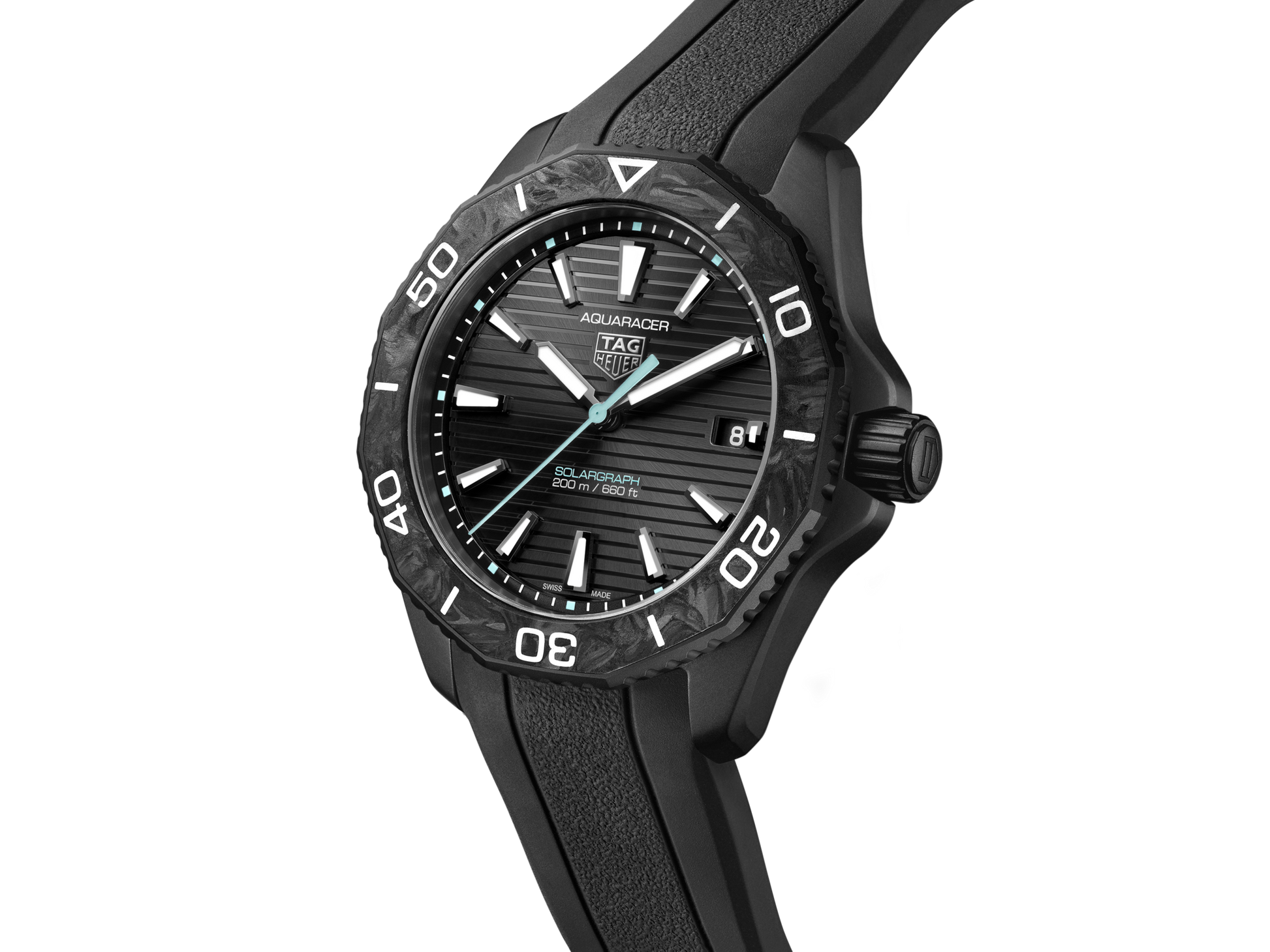 Tag Heuer Aquaracer Professional 200 Solargraph Quartz Black Dial Black Rubber Strap Watch for Men - WBP1112.FT6199