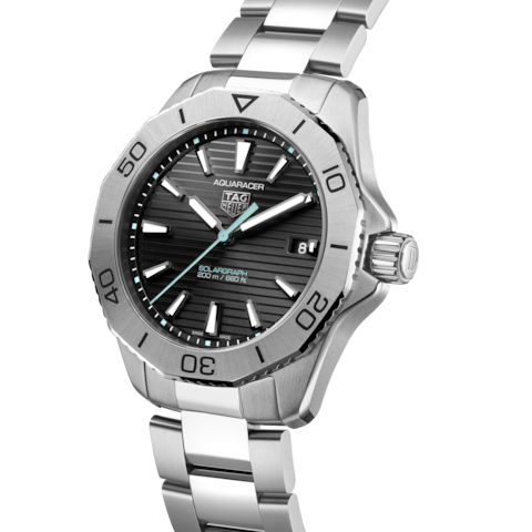 Tag Heuer Aquaracer Professional 200 Solargraph Quartz Black Dial Silver Steel Strap Watch for Men - WBP1114.BA0000