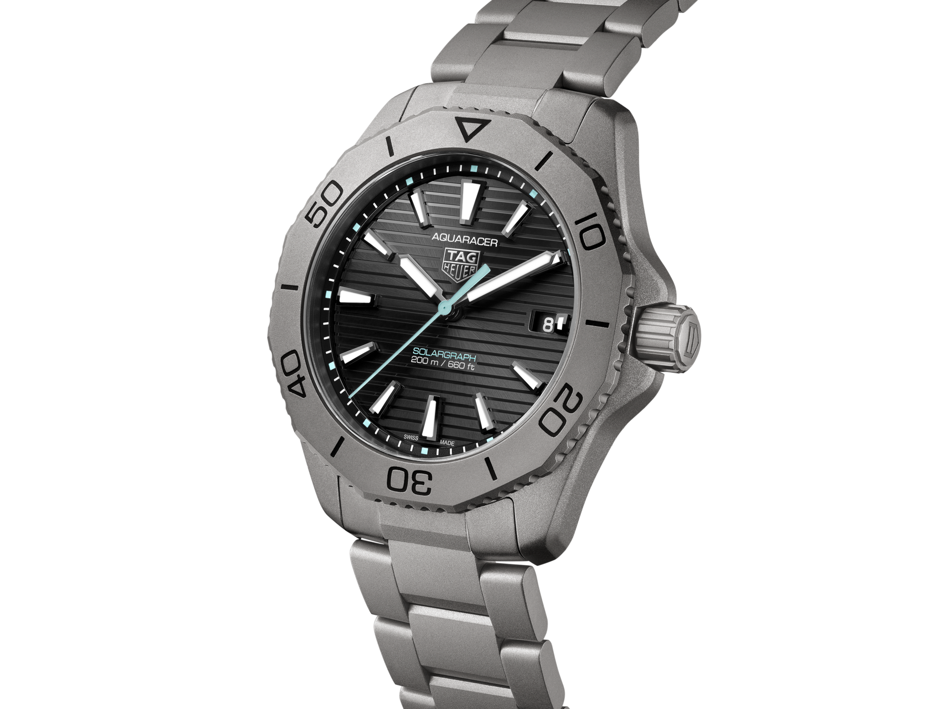 Tag Heuer Aquaracer Professional 200 Solargraph Quartz Black Dial Silver Steel Strap Watch for Men - WBP1180.BF0000