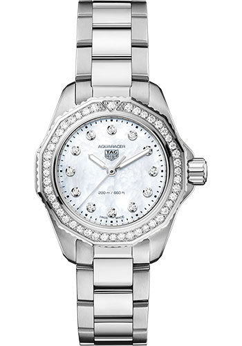 Tag Heuer Aquaracer Professional 200 Quartz Diamond Mother of Pearl Dial Silver Steel Strap Watch for Women - WBP1417.BA0622