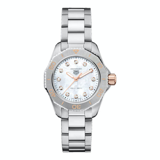 Tag Heuer Aquaracer Professional 200 Quartz Diamonds White Dial Silver Steel Strap Watch for Women - WBP1450.BA0622