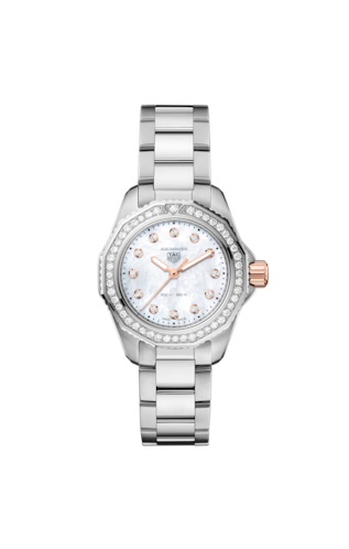 Tag Heuer Aquaracer Professional 200 Quartz Diamonds Mother of Pearl Dial Silver Steel Strap Watch for Women - WBP1451.BA0622