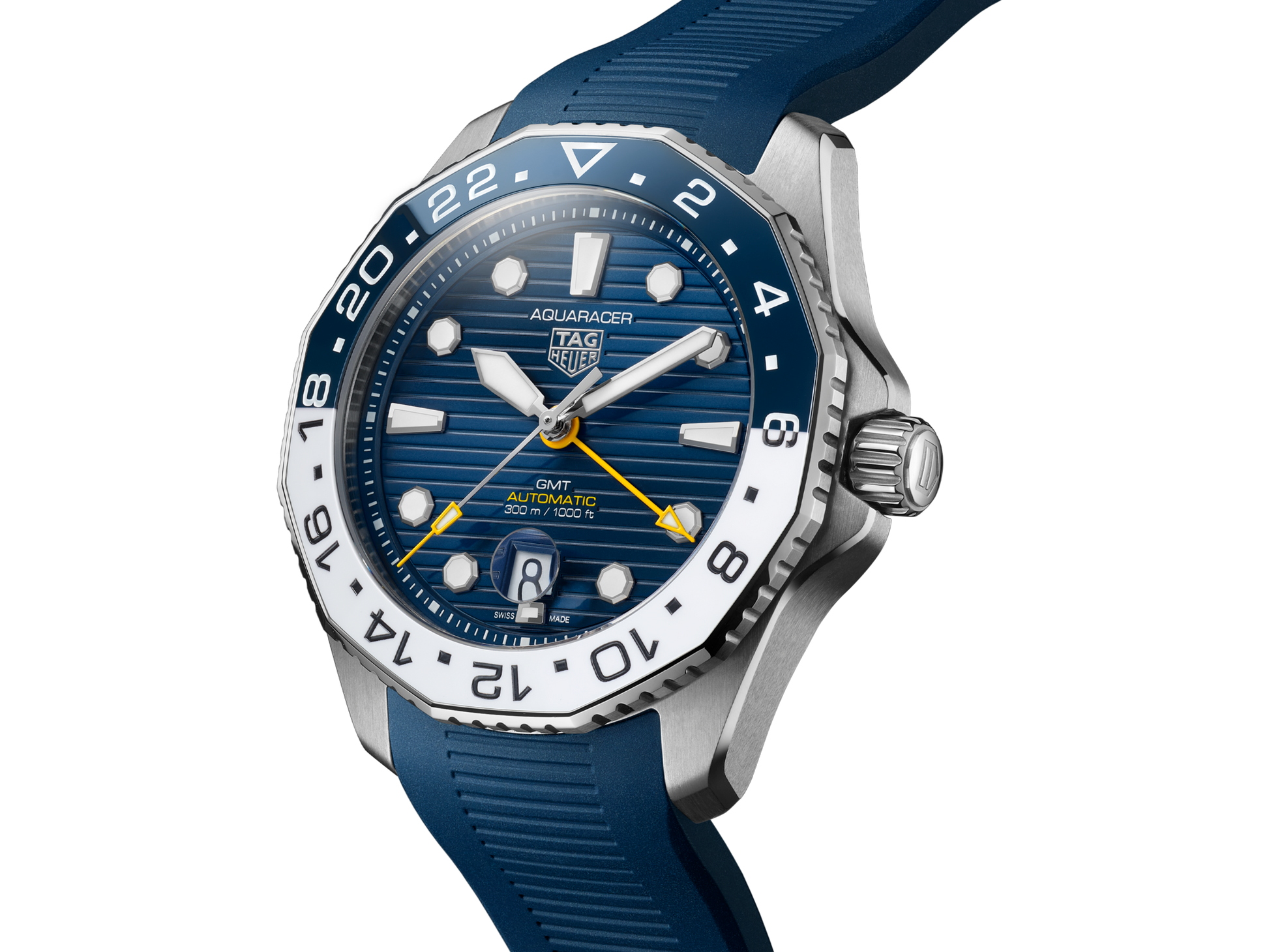 Tag Heuer Aquaracer Professional 300 GMT Automatic Blue Dial Blue Rubber Strap Watch for Men - WBP2010.FT6198