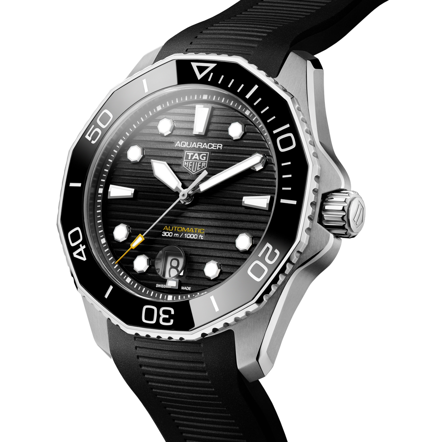 Tag Heuer Aquaracer Professional 300 Automatic Black Dial Black Rubber Strap Watch for Men - WBP201A.FT6197