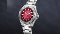 Tag Heuer Aquaracer Professional 200 Automatic Red Dial Silver Steel Strap Watch for Men - WBP2114.BA0627