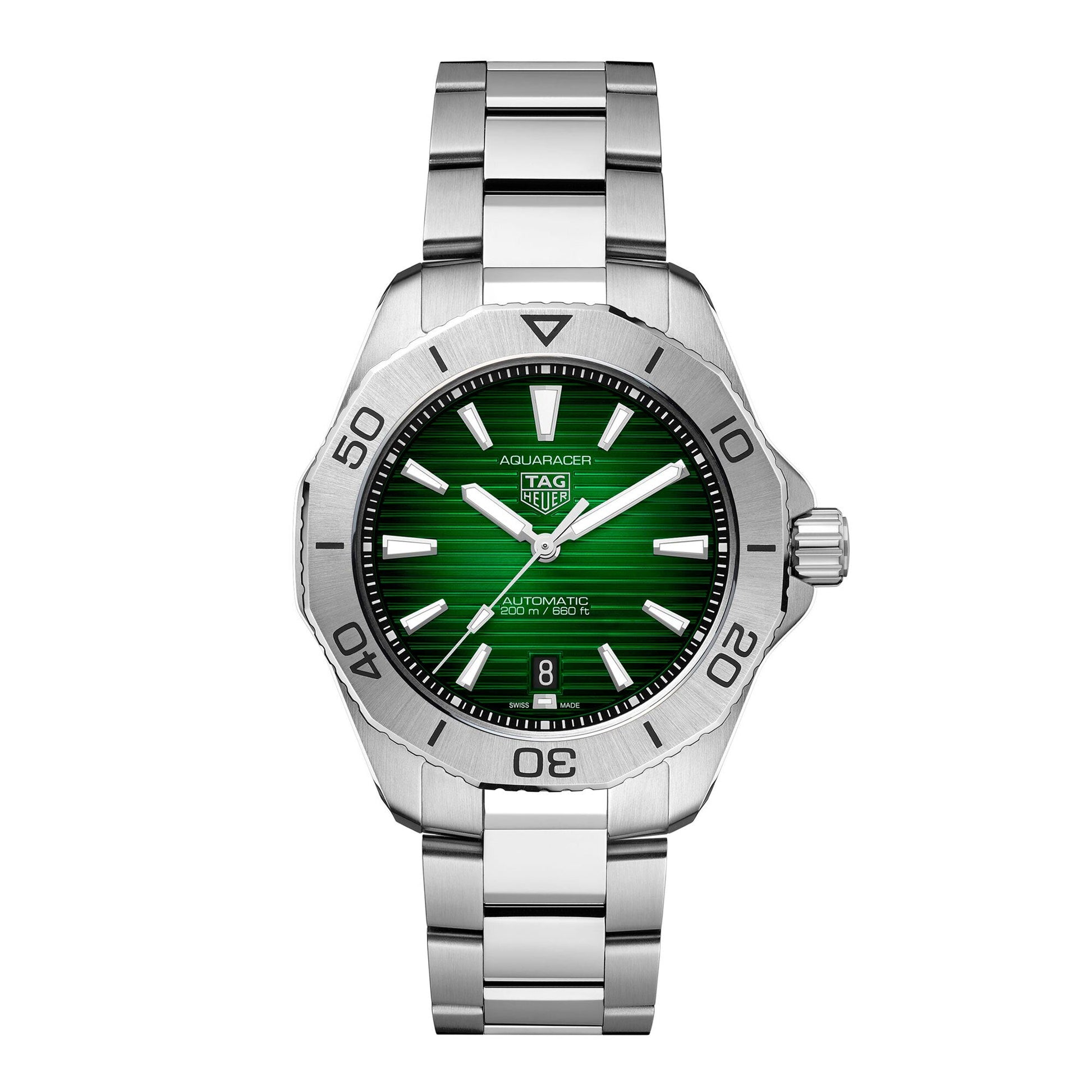 Tag Heuer Aquaracer Professional 200 Automatic Green Dial Silver Steel Strap Watch for Men - WBP2115.BA0627