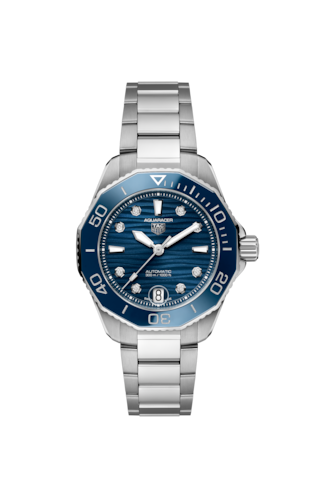 Tag Heuer Aquaracer Professional 300 Automatic Diamonds Blue Dial Silver Steel Strap Watch for Women - WBP231B.BA0618