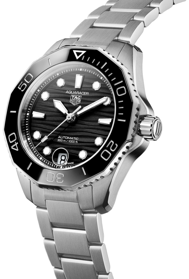 Tag Heuer Aquaracer Professional 300 Automatic Black Dial Silver Steel Strap Watch for Women - WBP231D.BA0626