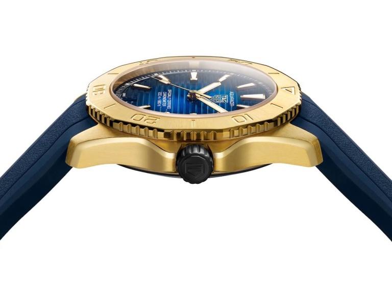 Tag Heuer Aquaracer Professional 200 Automatic 18K Yellow Gold Blue Dial Blue Rubber Strap Watch for Men - WBP5152.FT6210