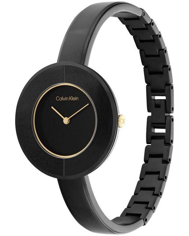 Calvin Klein Chic Black Dial Black Leather Strap Watch for Women - K7N23CB1