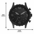 Fossil Nate Chronograph Black Dial Black Leather Strap Watch for Men - JR1354