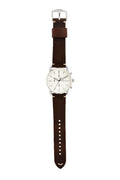 Fossil The Commuter Chronograph White Dial Brown Leather Strap Watch for Men - FS5402