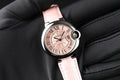 Cartier Ballon Blue De Cartier Pink Dial Pink Leather Strap Watch for Women - WSBB0031