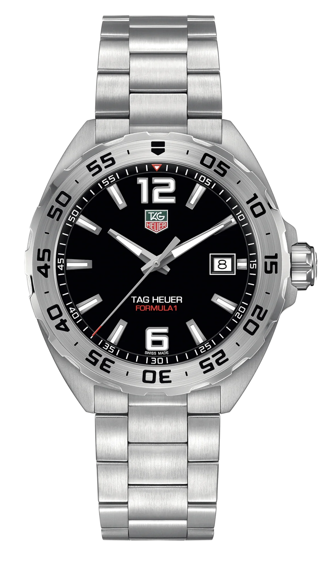 Tag Heuer Formula 1 Stainless Steel 41mm Black Dial Silver Steel Strap Watch for Men - WAZ1112.BA0875