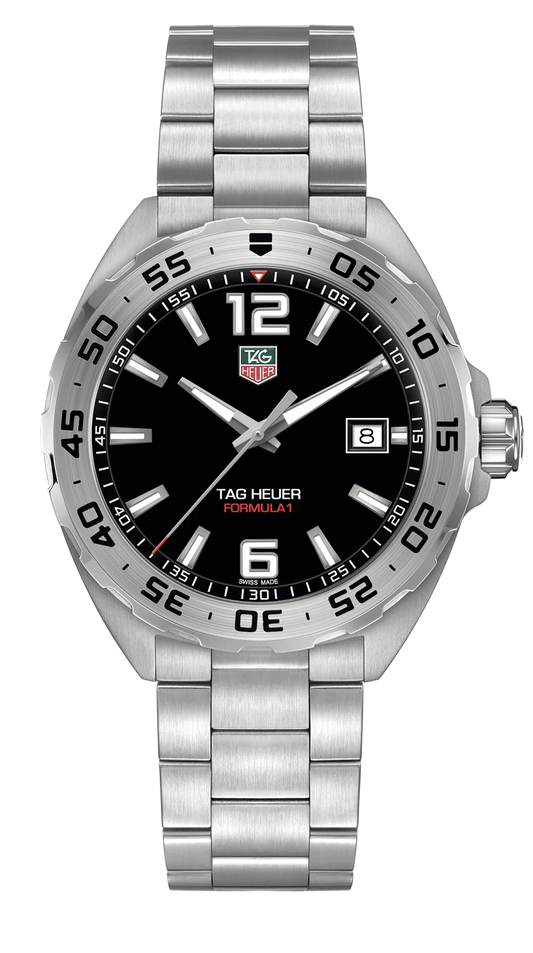 Tag Heuer Formula 1 Stainless Steel 41mm Black Dial Silver Steel Strap Watch for Men - WAZ1112.BA0875