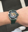 Gucci Dive Tiger Head Motif Green Dial Green Rubber Strap Watch For Men - YA136316