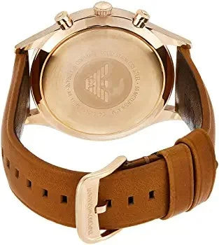 Emporio Armani Quartz Silver Dial Brown Leather Strap Watch For Men - AR11043