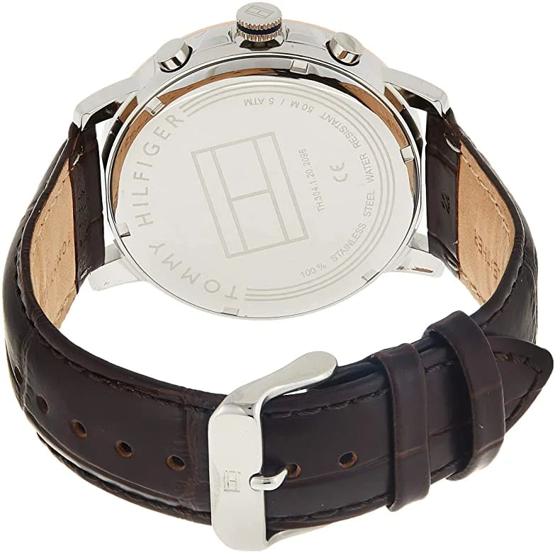 Tommy Hilfiger Keagan Chronograph Blue Dial Brown Leather Strap Watch for Men - 1791290