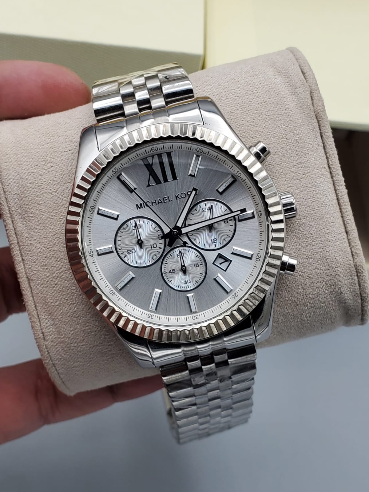 Michael Kors Lexington Silver Dial Silver Steel Strap Watch for Men - MK8405