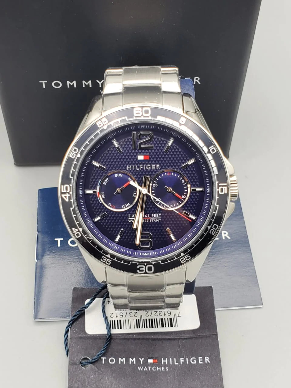 Tommy Hilfiger Erik Chronograph Blue Dial Silver Steel Strap Watch for Men - 1791366