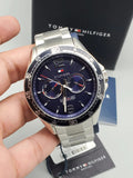 Tommy Hilfiger Erik Chronograph Blue Dial Silver Steel Strap Watch for Men - 1791366