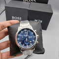 Hugo Boss Aeroliner Blue Dial Silver Steel Strap Watch for Men - 1513183