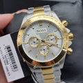 Hugo Boss Ikon Chronograph Gold Dial Two Tone Steel Strap Watch for Men - 1512960