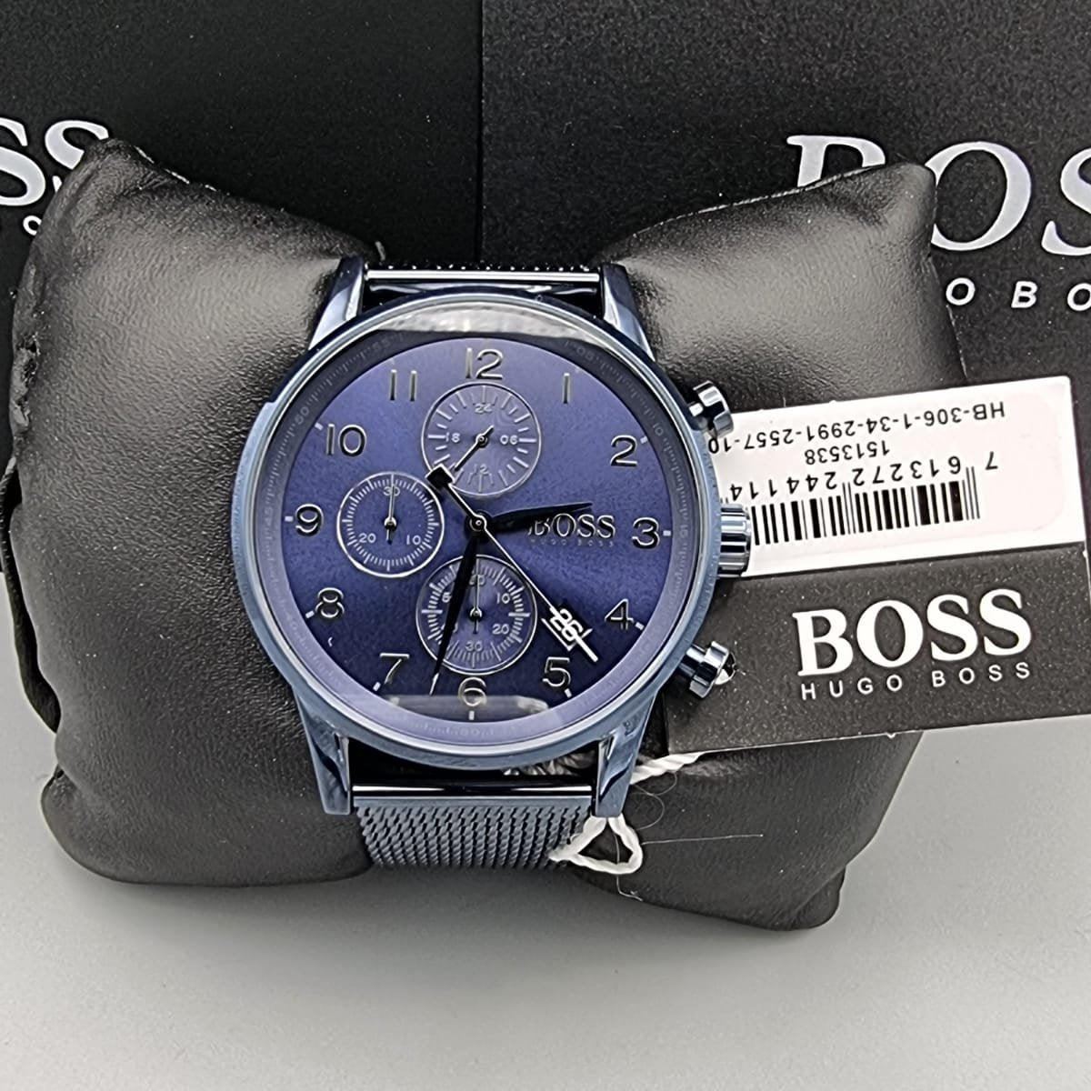 Hugo Boss Navigator Chronograph Blue Dial Blue Mesh Bracelet Watch for Men - 1513538