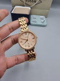 Fossil Jacqueline Rose Gold Dial Rose Gold Steel Strap Watch for Women - ES3632