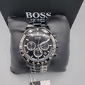 Hugo Boss Hero Chronograph Black Dial Black Steel Strap Watch for Men - 1513754