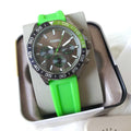 Fossil Bannon Chronograph Grey Dial Green Silicone Strap Watch for Men - BQ2501