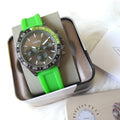 Fossil Bannon Chronograph Grey Dial Green Silicone Strap Watch for Men - BQ2501