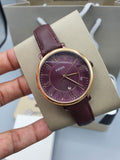 Fossil Jacqueline Purple Dial Purple Leather Strap Watch for Women  - ES4099