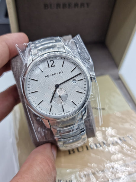 Burberry The Classic White Dial Silver Steel Strap Watch for Men - BU10004