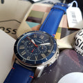 Fossil Grant Chronograph Blue Dial Blue Leather Strap Watch for Men - FS5373