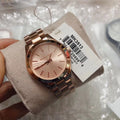 Michael Kors Slim Runway Rose Gold Dial Steel Strap Watch for Women - MK3513