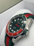 Gucci Dive Quartz Green Dial Two Tone NATO Strap Watch For Men - YA136339