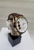 Fossil Flynn Twist Mechanical White Dial Brown Leather Strap Watch for Men - BQ2218