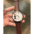 Fossil Flynn Twist Mechanical White Dial Brown Leather Strap Watch for Men - BQ2218