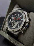 Guess Third Grear Multi Function Black Dial Black Rubber Strap Watch for Men- GW0334G1