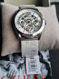 Guess Tailor Multifunction Silver Dial Silver Mesh Bracelet Watch for Men - GW0368G1