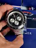 Tommy Hilfiger Luke Quartz Black Dial Silver Steel Strap Watch for Men - 1791120