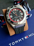 Tommy Hilfiger Drew Black Dial Black Rubber Strap Watch for Men - 1791064