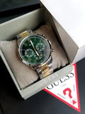 Guess Hendrix Green Dial Two Tone Steel Strap Watch For Men - GW0066G2