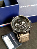 Tommy Hilfiger Evan Black Dial Black Leather Strap Watch for Men - 1710395