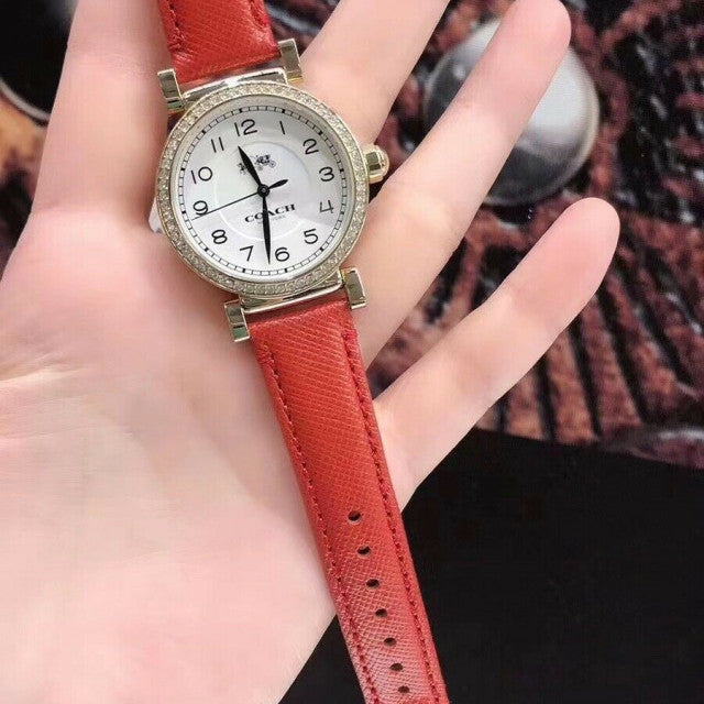 Coach Madison White Dial Red Leather Strap Watch for Women - 14502400