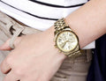 Michael Kors Lexington Gold Dial Gold Steel Strap Watch for Women - MK5556