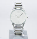 Calvin Klein Stately White Dial Silver Steel Strap Watch for Women - K3G23126