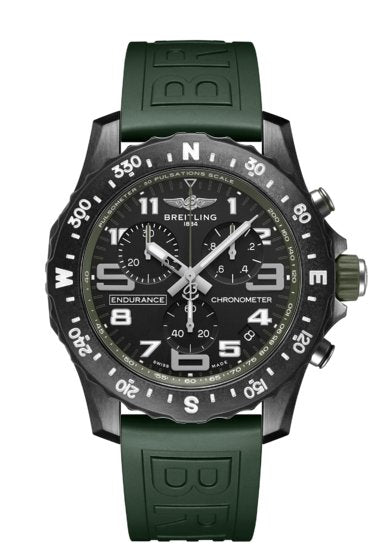 Breitling Endurance Pro Black Dial Green Rubber Strap Watch for Men - X82310D31B1S1